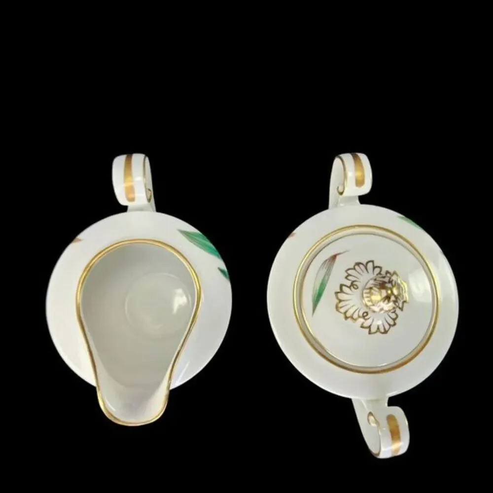 Noritake Canton Creamer Sugar Bowl With Lid Set Gold Trim Bamboo Japan Vtg READ‎
